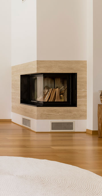modern corner fireplace