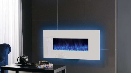 fireplace with blue radiance